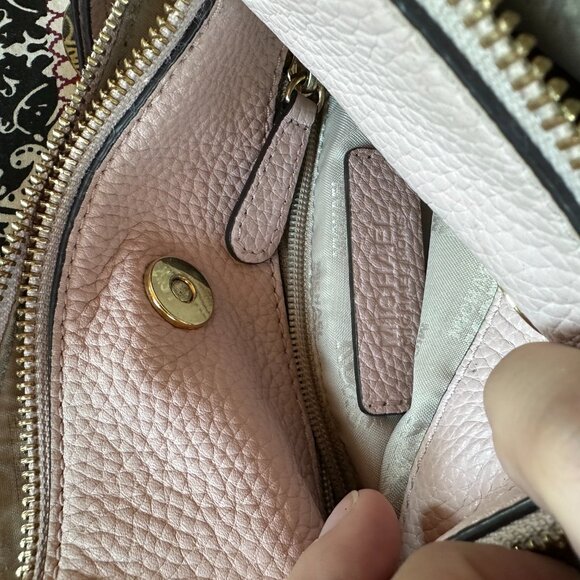 Michael Kors Pebbled Pink Leather Lea Crossbody, Asymmetrical, Criss Cross, EUC - Picture 12 of 12